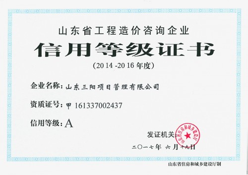 造價(jià)咨詢-信用等級(jí)證書(shū)-A級(jí)