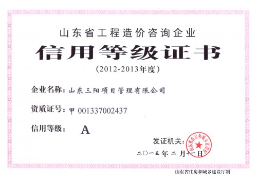 造價(jià)咨詢-信用等級(jí)證書(shū)